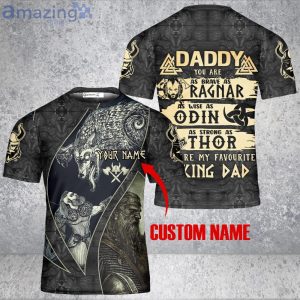 Custom Name Best Viking Dad 3D T-Shirt Norse Mythology Raven Tattoo Viking Shirt Product Photo 2