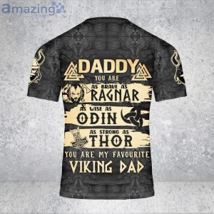Custom Name Best Viking Dad 3D T-Shirt Norse Mythology Raven Tattoo Viking Shirt Product Photo 3