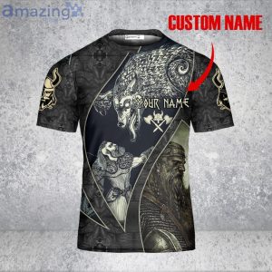 Custom Name Best Viking Dad 3D T-Shirt Norse Mythology Raven Tattoo Viking Shirt Product Photo 4