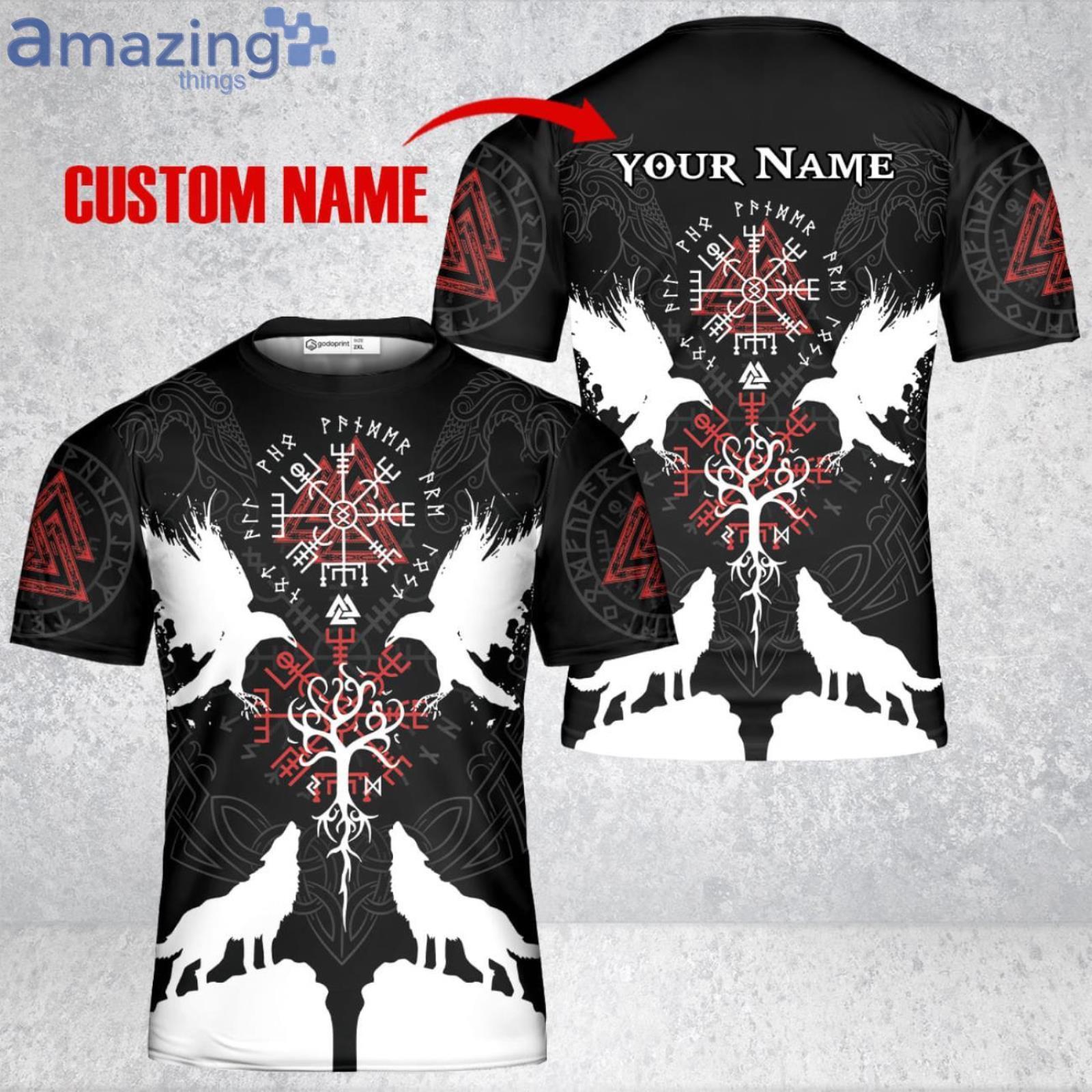 Custom Name Collection Eagles Wolfs Noirse Mythology Viking Unisex 3D T-Shirt Product Photo 1