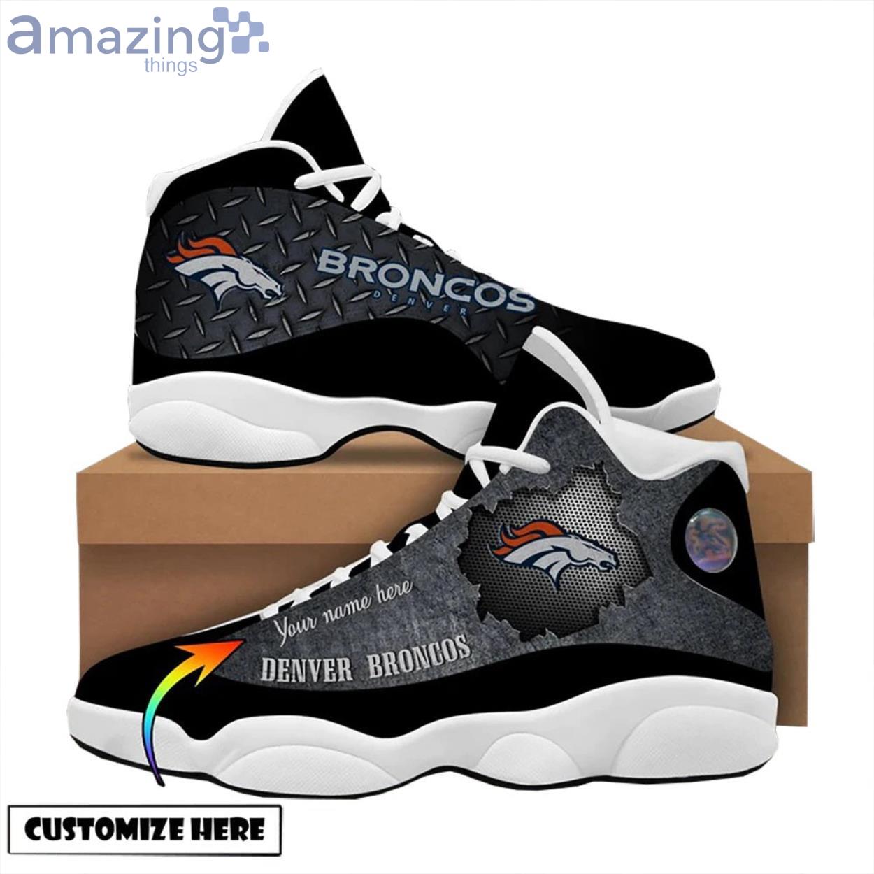 Denver Broncos Fans Custom Name Air Jordan 13 Sneaker Shoes