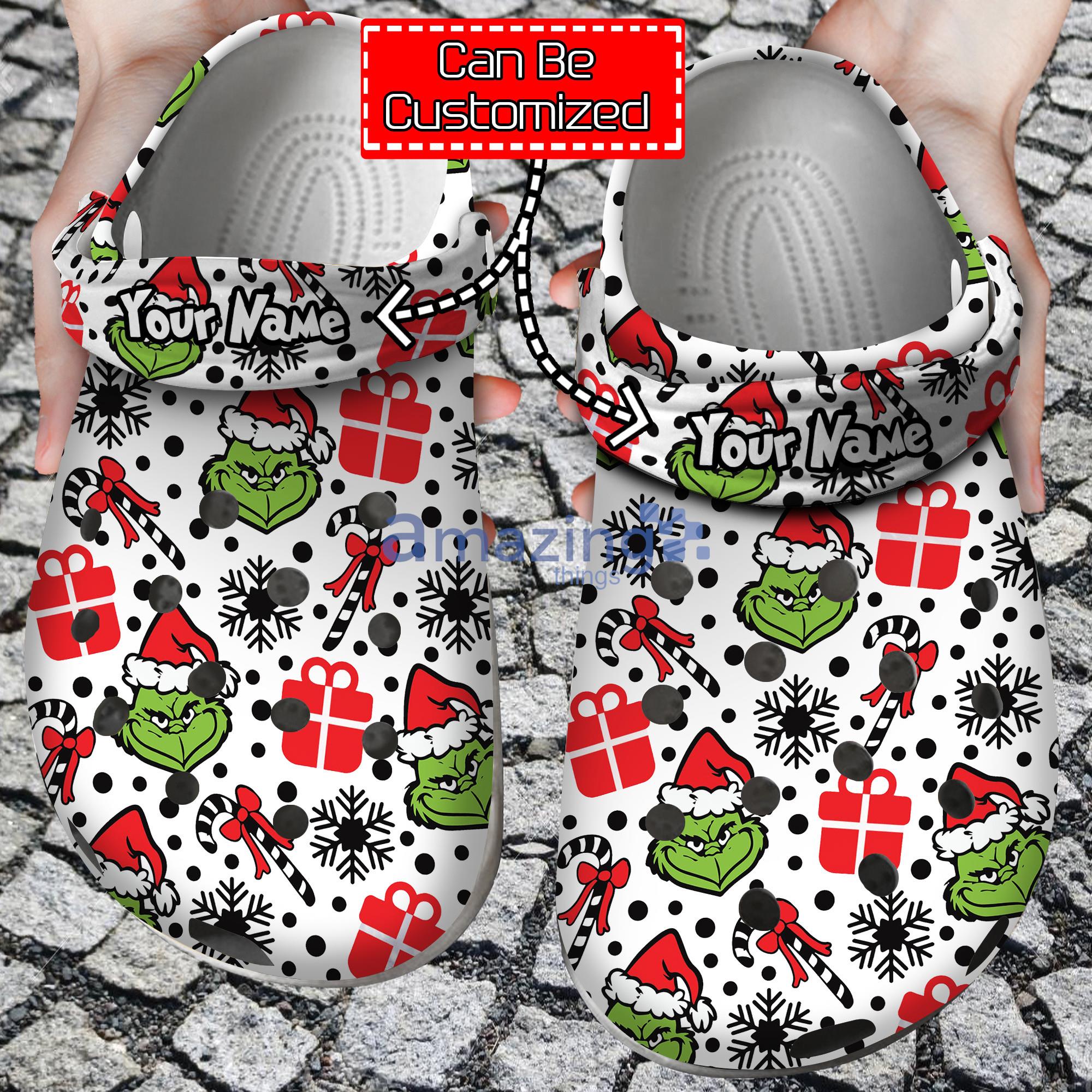 Custom Name Grinch Christmas Snowflake Patterns Clog For Men And Women Product Photo 1