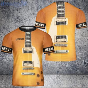 Custom Name Guitar Electronic Gold Style 3D T-Shirt Product Photo 1