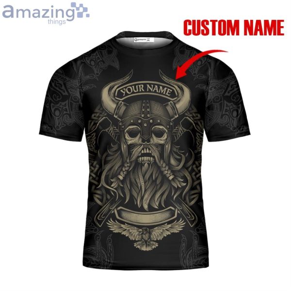 Custom Name I'm A Heathen Not An Infidel Skull Viking Unisex 3D T-Shirt Product Photo 2