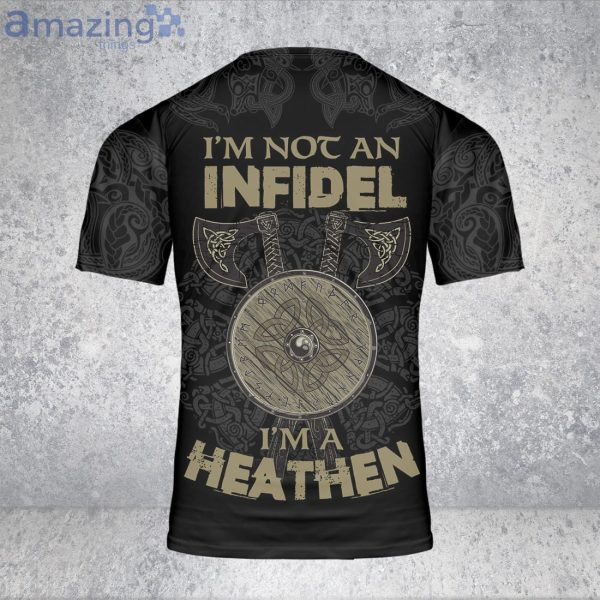 Custom Name I'm A Heathen Not An Infidel Skull Viking Unisex 3D T-Shirt Product Photo 3