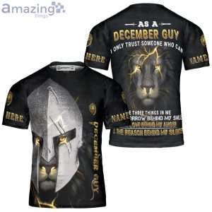 Custom Name Lion Knight Helmet December Guy 3D T-Shirt Lion Shirt Jesus Christian Shirt Product Photo 2