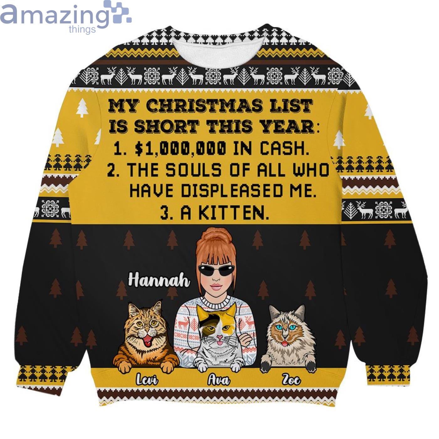 Custom NAme My Kittens Christmas Ugly Sweater Product Photo 1