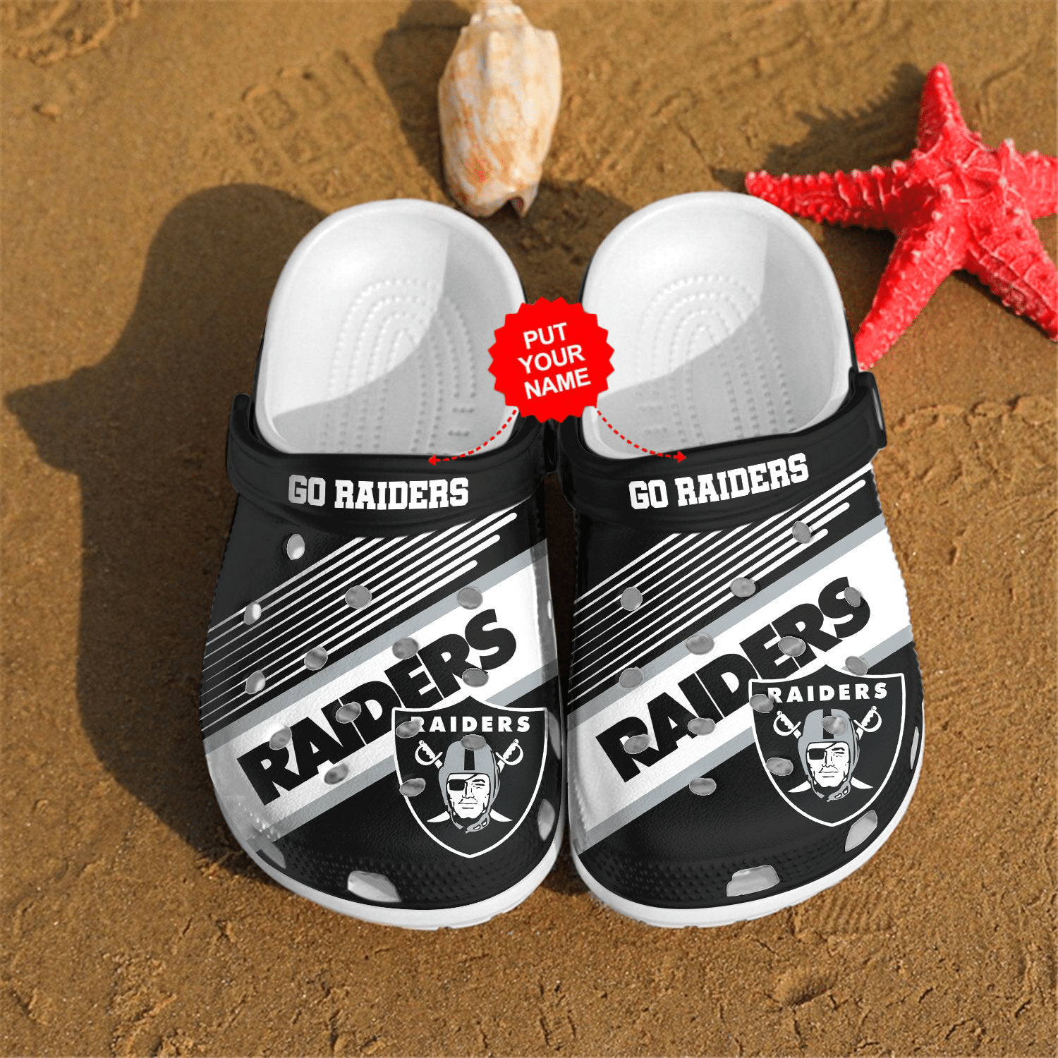 Custom Name National Football Raiders Go Raiders Clog Shoes For Men And Women Product Photo 1