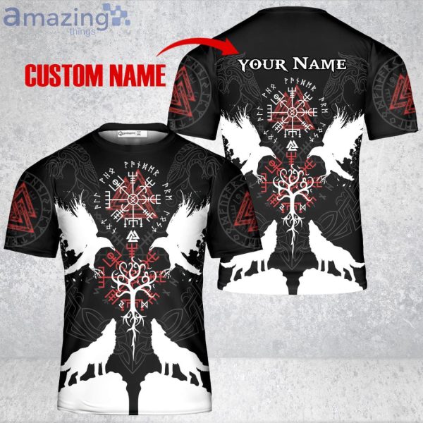 Custom Name Ravens Wolf Tree Root Viking 3D T-Shirt Viking And Women Love Vikings Gift Product Photo 4