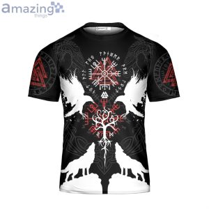 Custom Name Ravens Wolves Norse Mythology Viking 3D T-Shirt Unisex Viking Shirt Product Photo 1