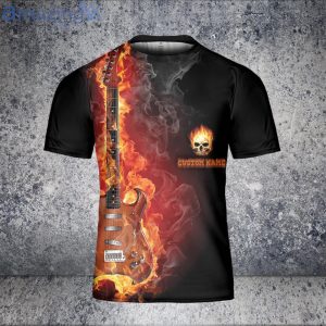 Custom Name Rock Skull Rock Play Guitar Born To Be Free 3D T-Shirt Product Photo 2