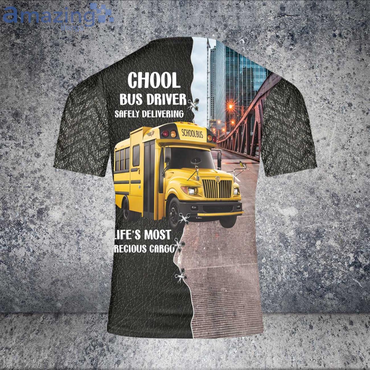 Custom Name School Driver Safely Delivering 3D T Shirt Dad Father's Day image Custom Name School Driver Safely Delivering 3D T-Shirt Dad Father's Day Product Photo 2