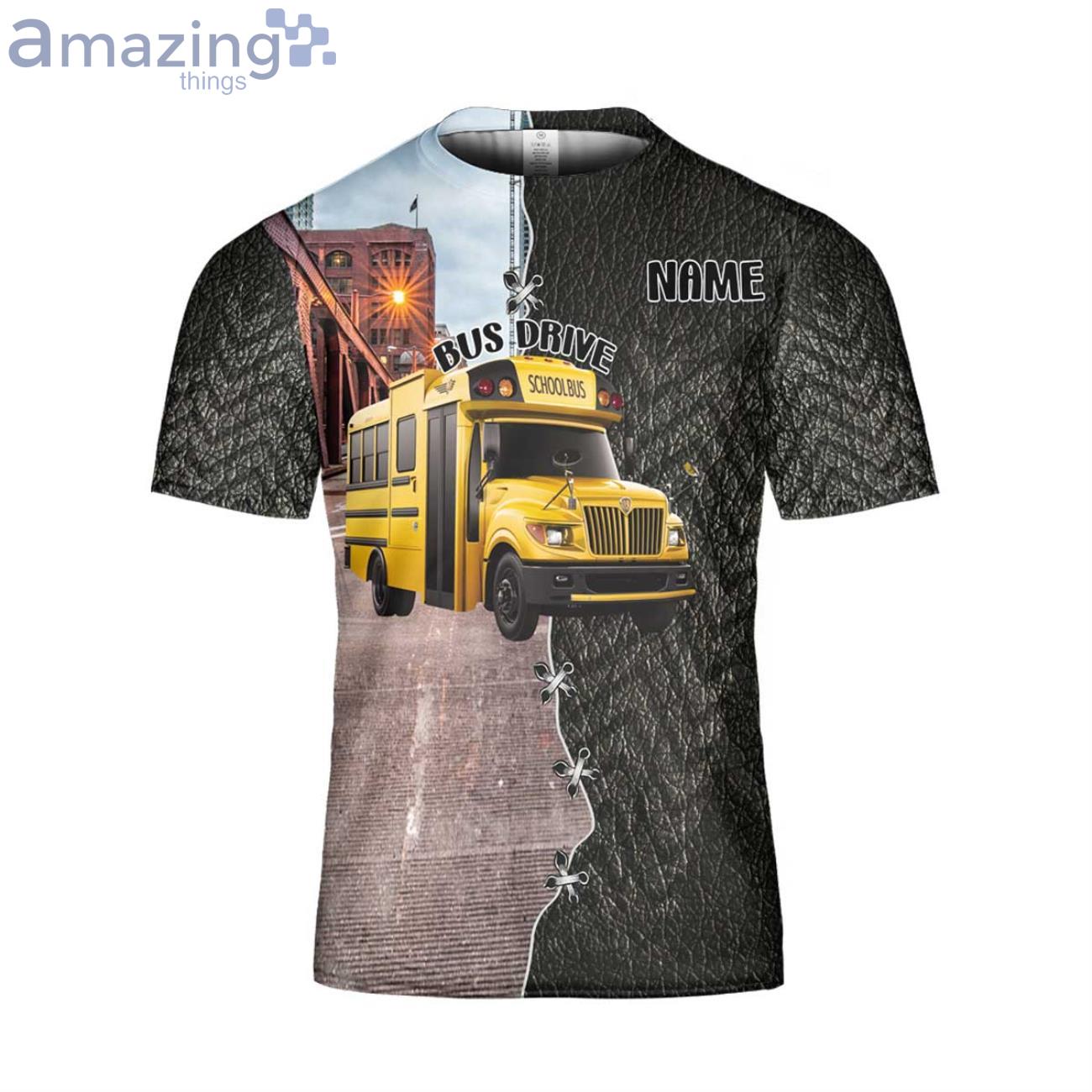Custom Name School Driver Safely Delivering 3D T Shirt Dad Father's Day image Custom Name School Driver Safely Delivering 3D T-Shirt Dad Father's Day Product Photo 1