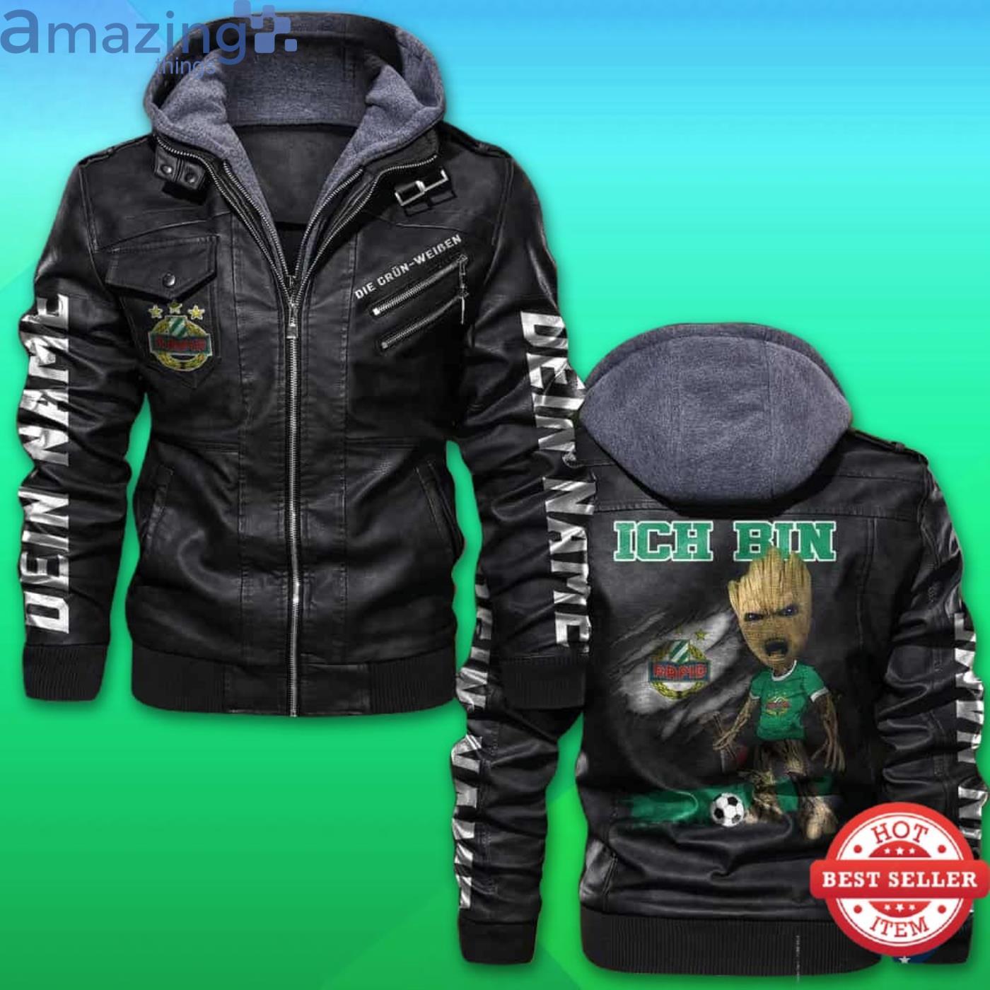 Custom Name Sk Rapid Wien FC Lederjacke Mit Kapuze Product Photo 1