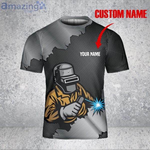 Custom Name Skull Welder 3D T-Shirt GOD Said Let There Be Light Welding Shirt Product Photo 2