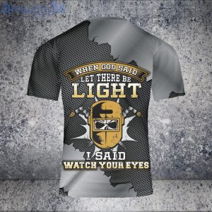 Custom Name Skull Welder 3D T Shirt GOD Said Let There Be Light Welding Shirt image Custom Name Skull Welder 3D T-Shirt GOD Said Let There Be Light Welding Shirt Product Photo 4