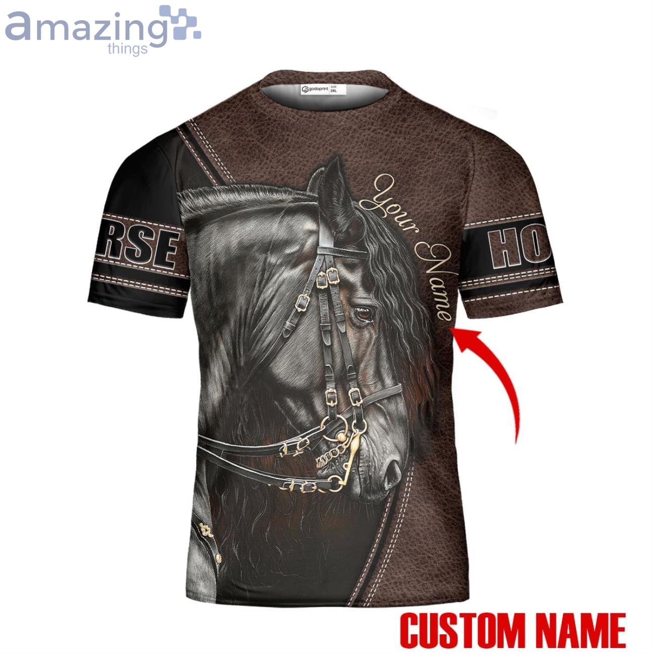 Custom Name Stallion Arabian Black Horse Shirt Horse 3D T Shirt Gift For Horse Lover Horse image Custom Name Stallion Arabian Black Horse Shirt Horse 3D T-Shirt Gift For Horse Lover Horse Product Photo 3