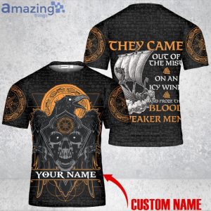 Custom Name They Came Out Of The Mist Weaker Men Skull Ravens Viking Unisex 3D T-Shirt Product Photo 1
