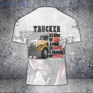 Custom Name Trucker A Child Of God A Man Of Faith Warrior 3D T-Shirt Product Photo 3