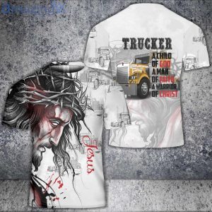 Custom Name Trucker A Child Of God A Man Of Faith Warrior 3D T-Shirt Product Photo 1