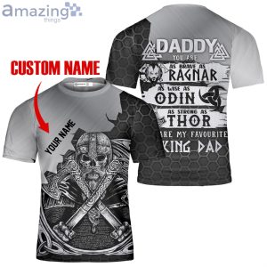 Custom Name Viking Dad 3D T-Shirt Viking Skull Warrior Shirt Vikings Shirt Product Photo 2