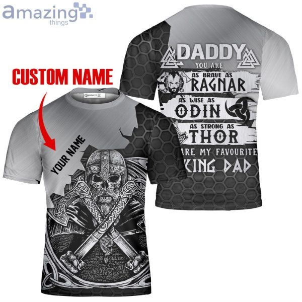 Custom Name Viking Dad 3D T-Shirt Viking Skull Warrior Shirt Vikings Shirt Product Photo 2