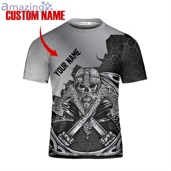 Custom Name Viking Dad 3D T-Shirt Viking Skull Warrior Shirt Vikings Shirt Product Photo 3