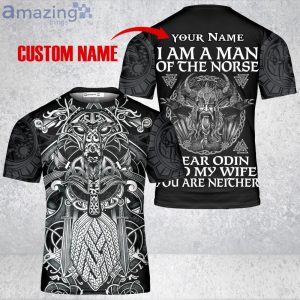 Custom Name Vikings I Am The Man Of The Norse Tattoo Skull Viking Unisex 3D T-Shirt Product Photo 1