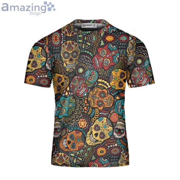 Custom Sugar Skull Hawaii Hippie Vintage Style 3D T-Shirt Product Photo 3