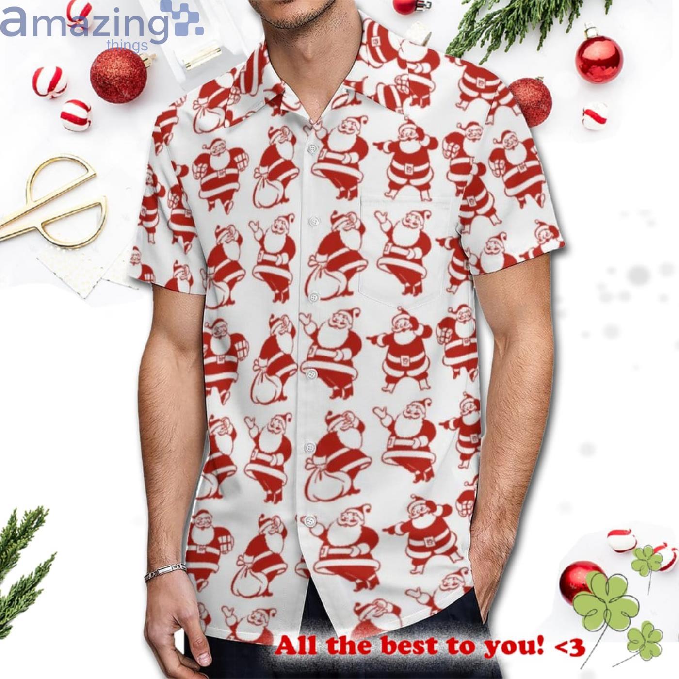 Cute Funny Santa Claus Red And White Christmas Hawaiian Shirt Product Photo 1
