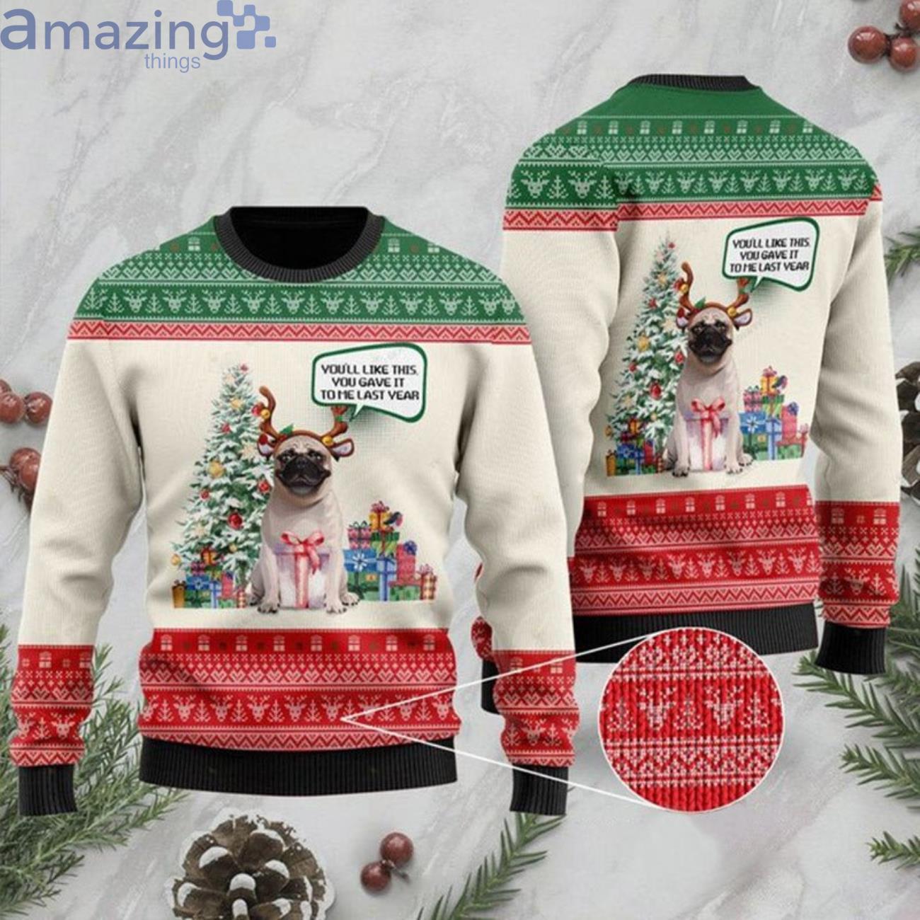 Cute Pug Dog Lover Ugly Christmas Sweater Product Photo 1 Cute Pug Dog Lover Ugly Christmas Sweater Product Photo 1