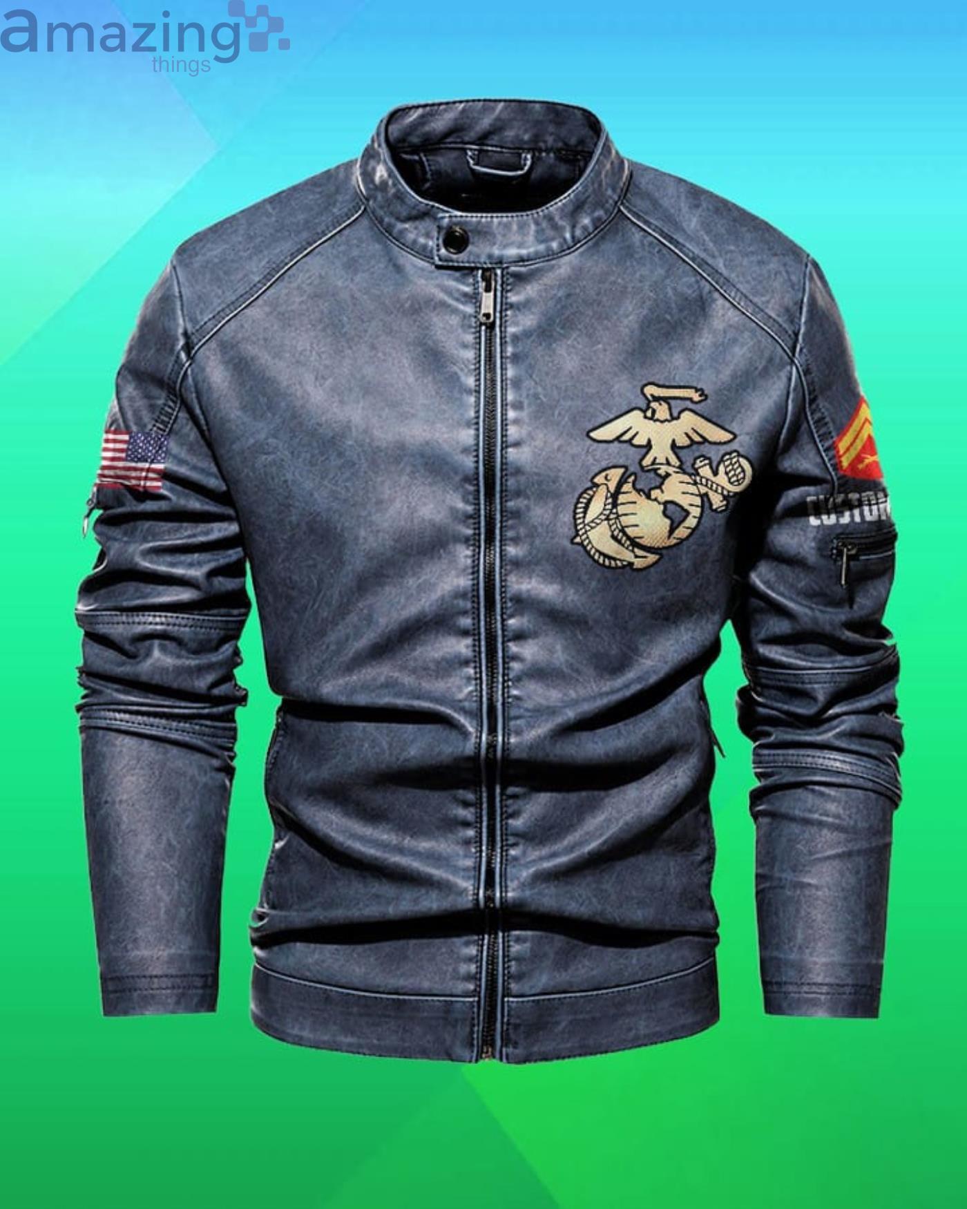 Cutom Name Marines The Few The Proud Motor Fleece Leather Jacket image Cutom Name Marines The Few The Proud Motor Fleece Leather Jacket Product Photo 4