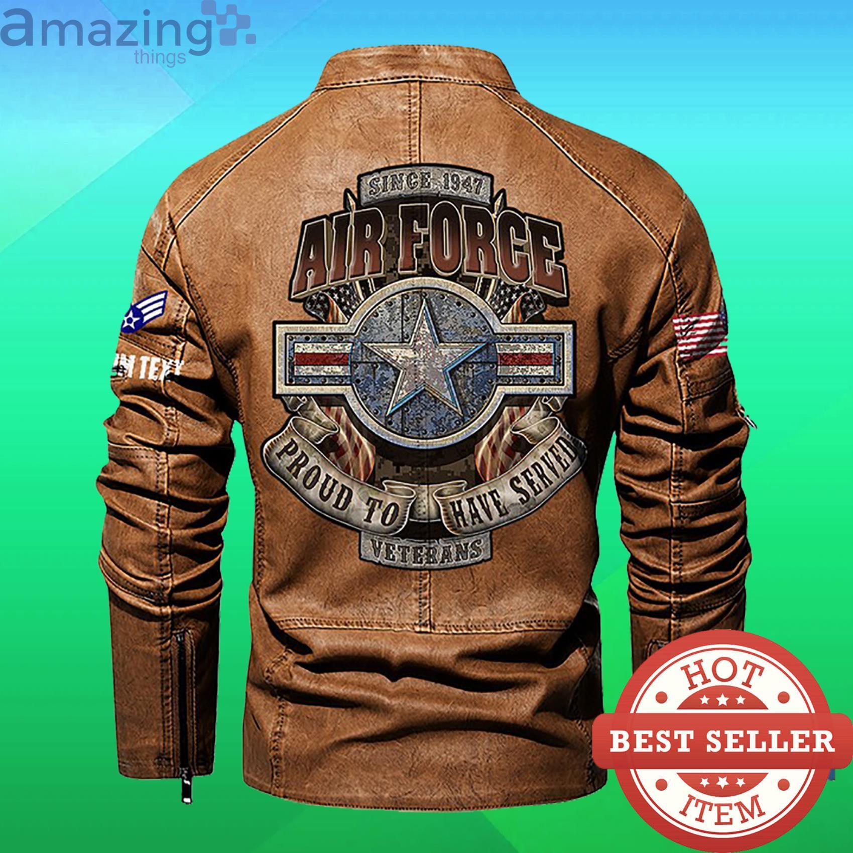 Cutom Name Us Air Force Proud To Have Served Stand Collar Fleece Leather Jacket image Cutom Name Us Air Force Proud To Have Served Stand Collar Fleece Leather Jacket Product Photo 5