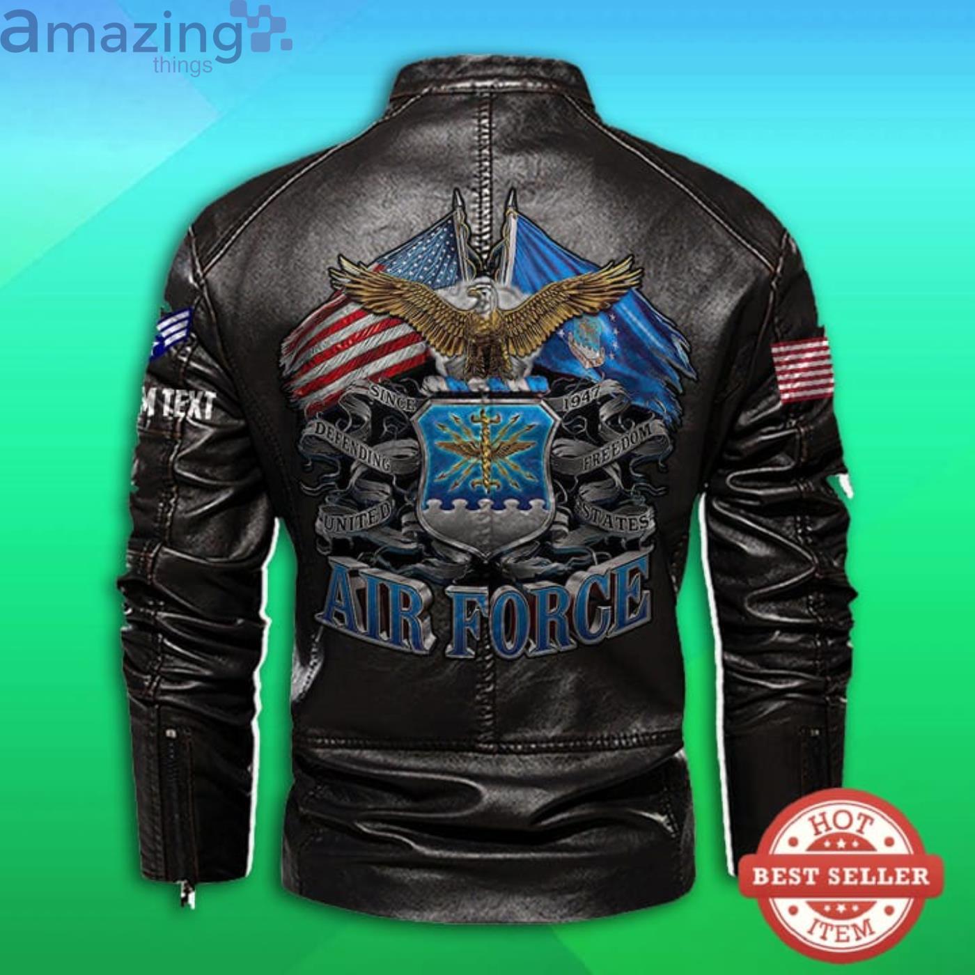 Cutom Name Us Air Force Stand Collar Fleece Leather Jacket Product Photo 1 Cutom Name Us Air Force Stand Collar Fleece Leather Jacket Product Photo 1