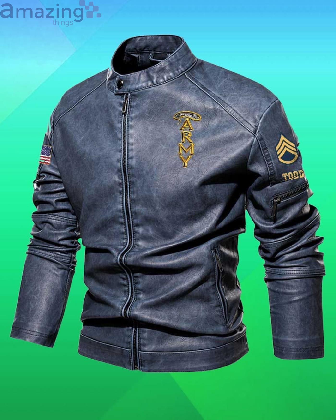 Cutom Name Us Army This We'll Defend Stand Collar Fleece Leather Jacket image Cutom Name Us Army This We'll Defend Stand Collar Fleece Leather Jacket