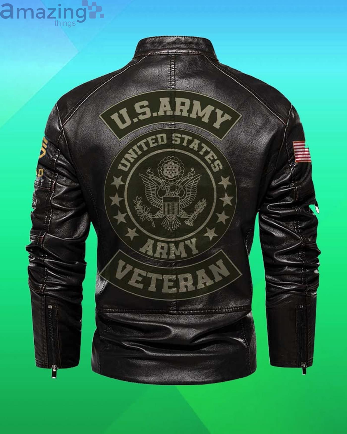 Cutom Name Us Army Veteran Motor Fleece Leather Jacket Product Photo 1 Cutom Name Us Army Veteran Motor Fleece Leather Jacket Product Photo 1