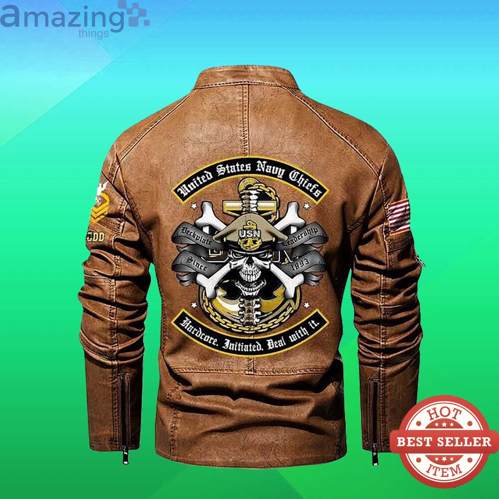 Cutom Name Us Navy Chiefs Hardcore Initiated Deal With It Motor Fleece Leather Jacket image Cutom Name Us Navy Chiefs Hardcore Initiated Deal With It Motor Fleece Leather Jacket Product Photo 5