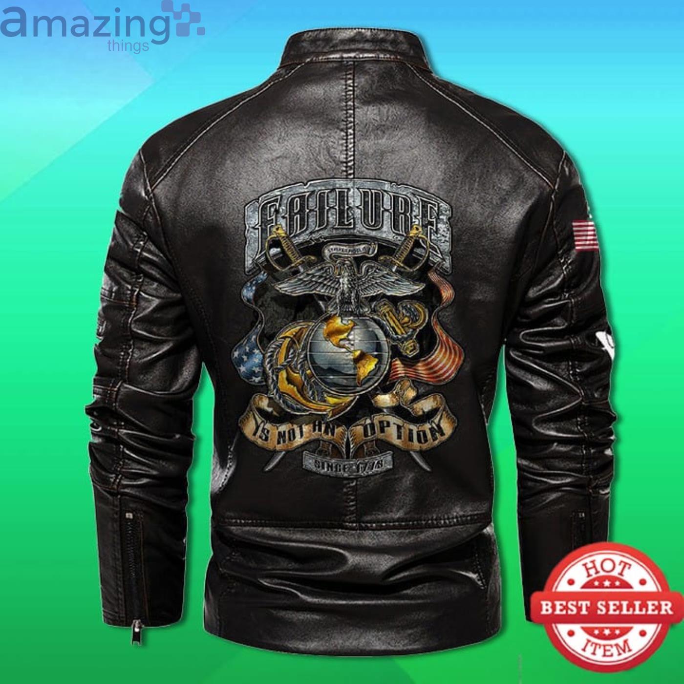 Cutom Name USMC Failure Is Not An Option Fleece Leather Jacket image Cutom Name USMC Failure Is Not An Option Fleece Leather Jacket Product Photo 2