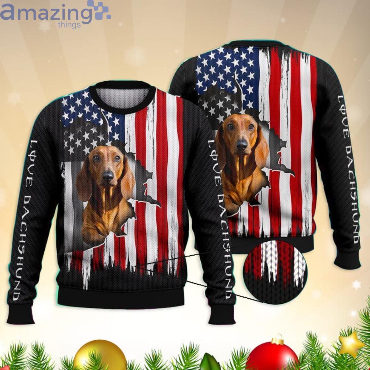 Dachshund American Flag 3D All Over Printed Sweater Product Photo 1