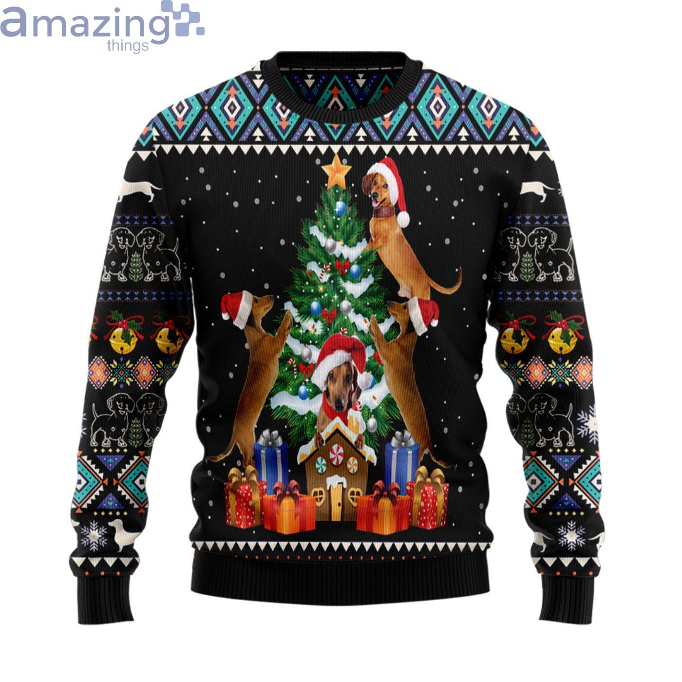Dachshund Group Christmas Tree Christmas Ugly Sweater Product Photo 1 Dachshund Group Christmas Tree Christmas Ugly Sweater Product Photo 1