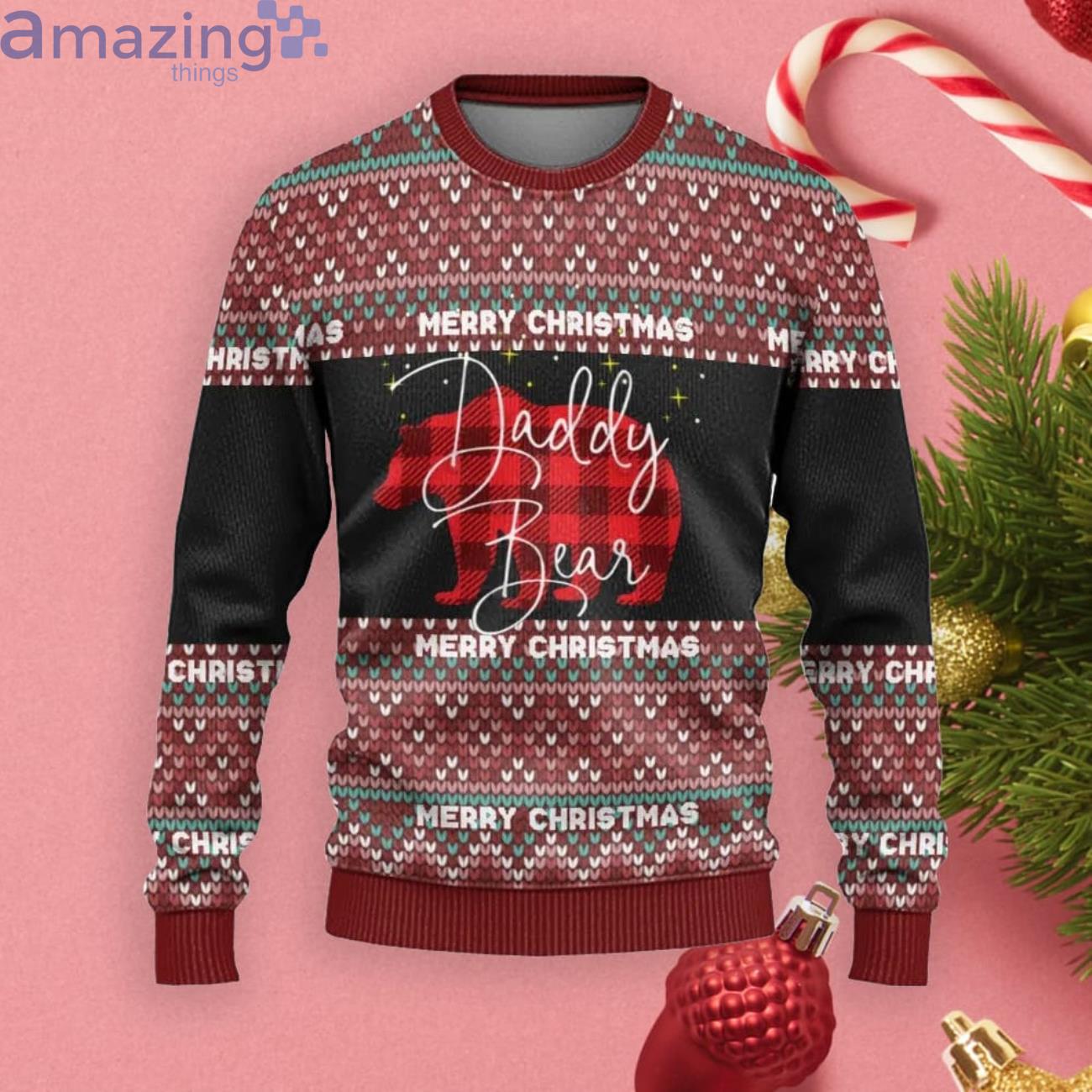 Daddy Bear Red Plaid Christmas Gift Ugly Christmas Sweater Product Photo 1 Daddy Bear Red Plaid Christmas Gift Ugly Christmas Sweater Product Photo 1