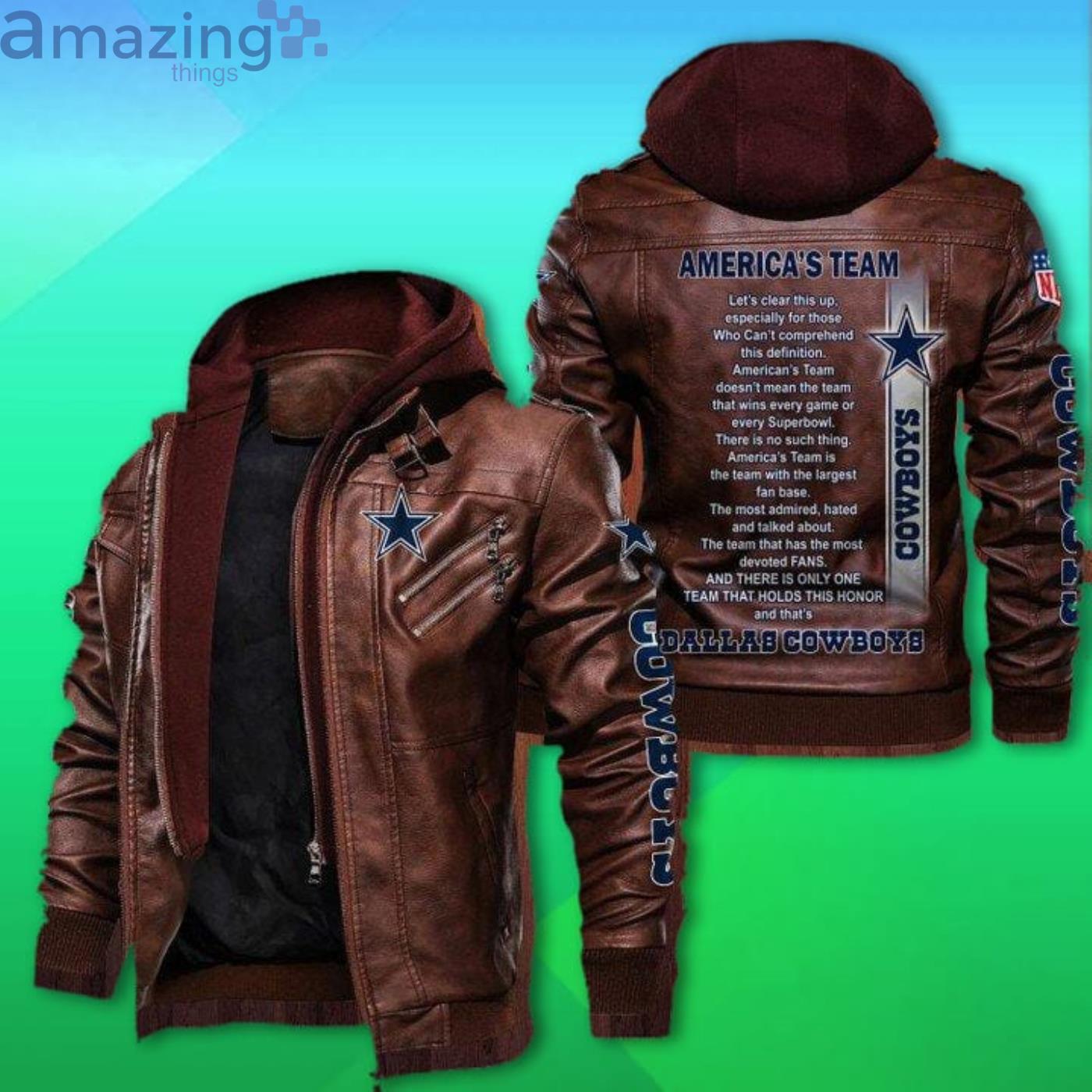 NFL Dallas Cowboys Style 4 2D Leather Jacket Men And Women For