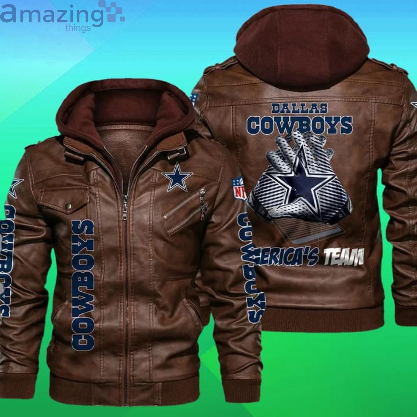 NFL Dallas Cowboys Style 4 2D Leather Jacket Men And Women For