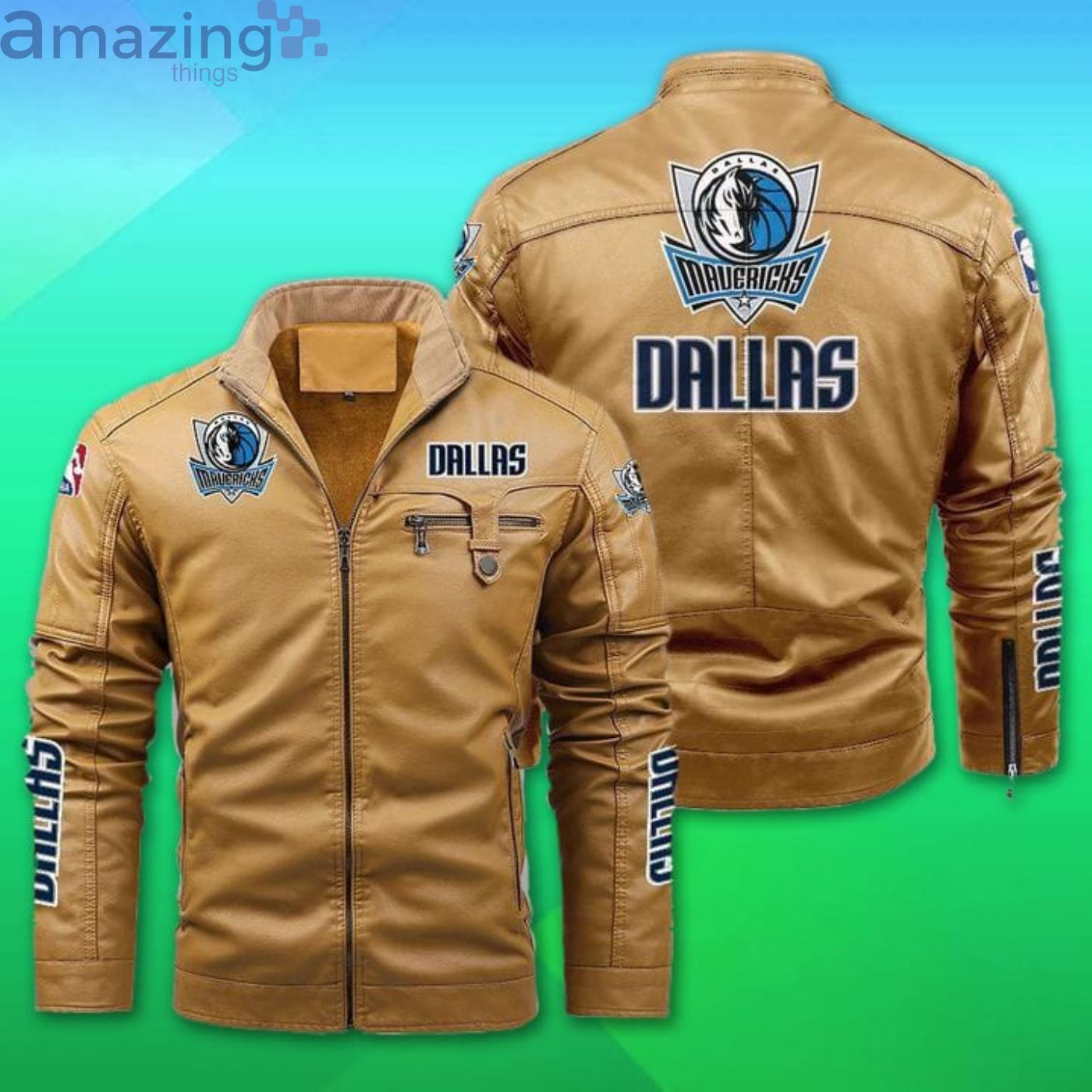 Dallas Mavericks Fleece Leather Jacket image Dallas Mavericks Fleece Leather Jacket Product Photo 2