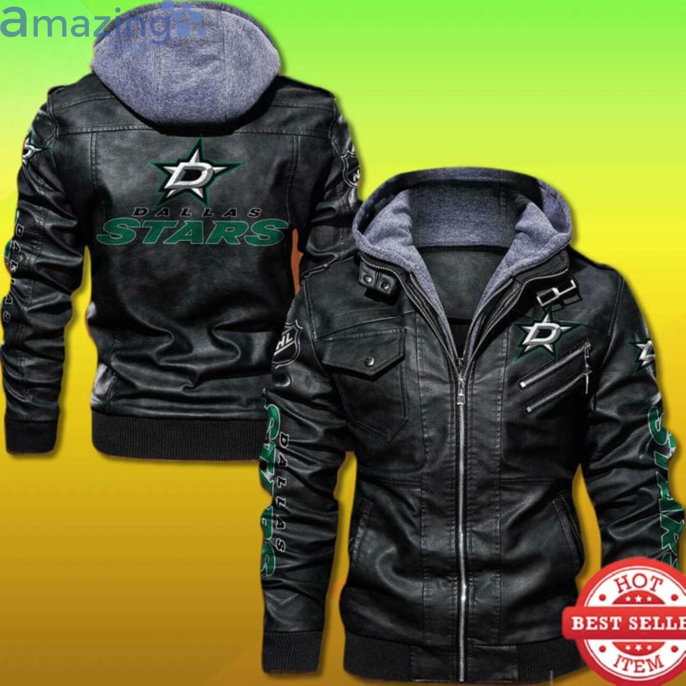 Dallas Stars Print 2D Leather Jacket Product Photo 1