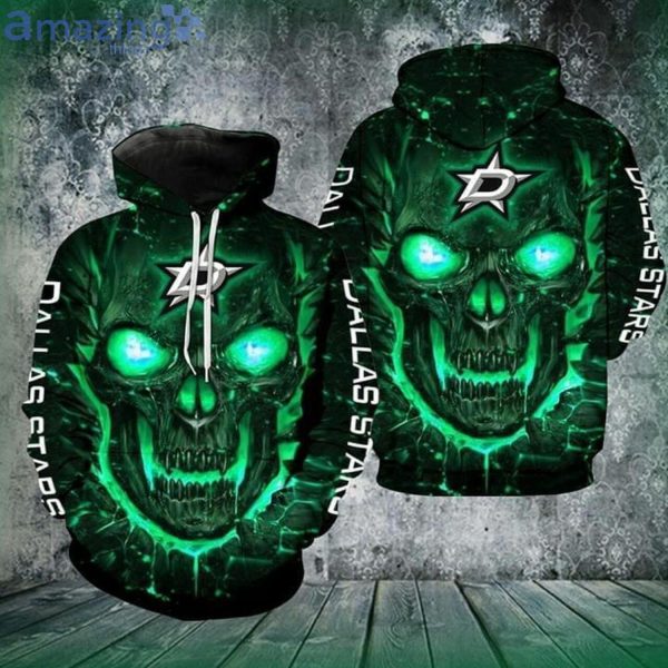 Dallas Stars Skull Green And Black All Over Print 3D Hoodieproduct photo 1