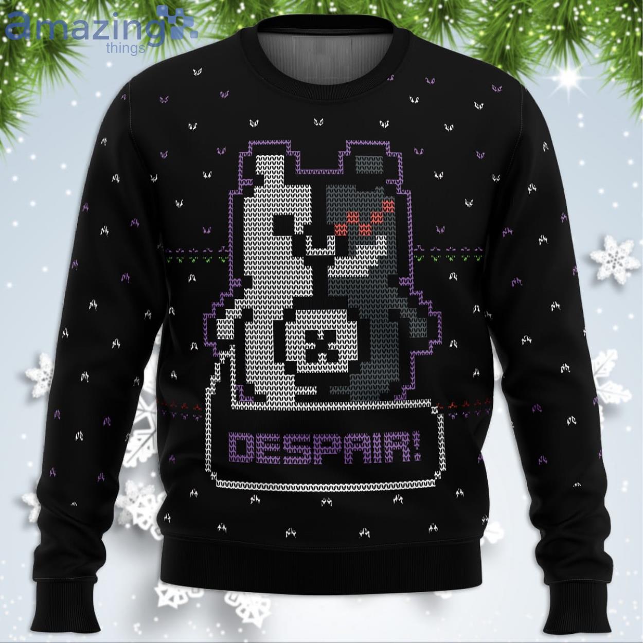 Danganropa Monokuma Despair Funny Christmas Gift Ugly Christmas Sweater Product Photo 1