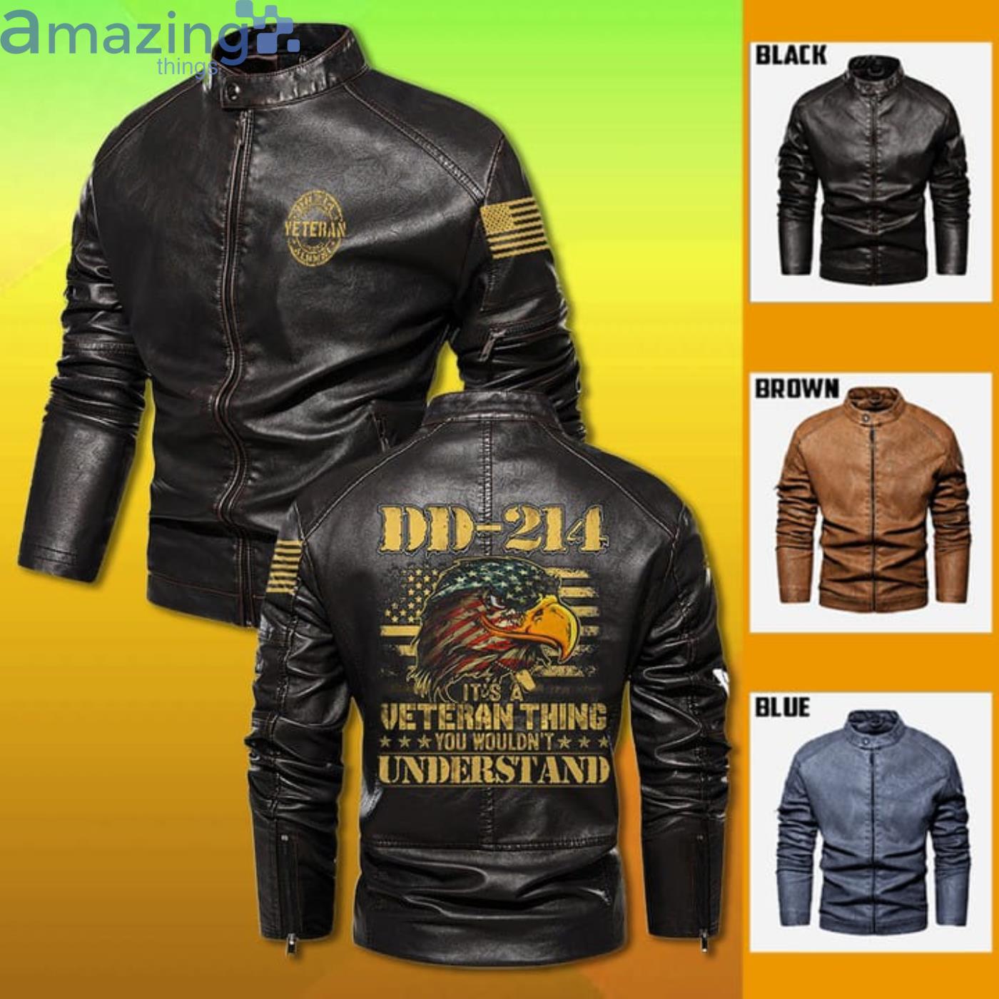 DD 214 It's A Veteran Thing You Wouldn't Understand Custom Name Fleece Leather Jacket image DD-214 It's A Veteran Thing You Wouldn't Understand Custom Name Fleece Leather Jacket Product Photo 1