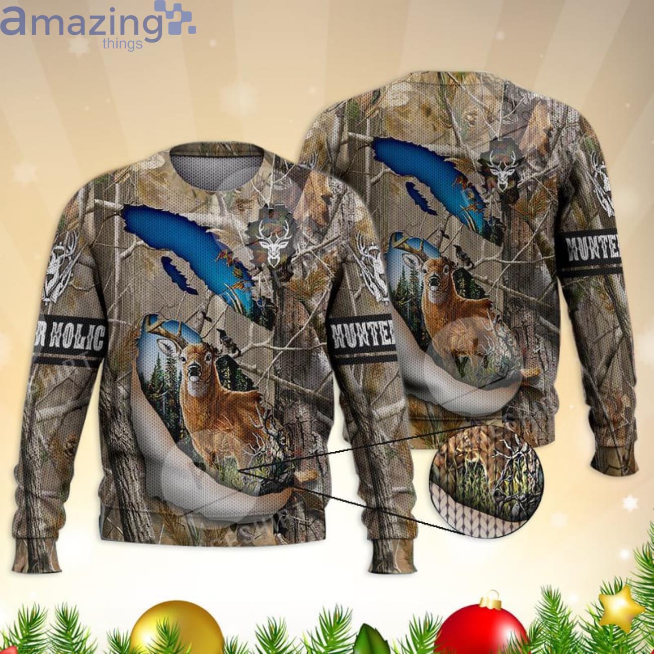 Deer Hunting Holic Camo Army Forest 3D All Over Printed Sweater Product Photo 1