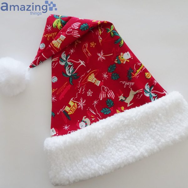 Deer Palm Aloha Beach Christmas Santa Hat For Adult And Child Product Photo 3